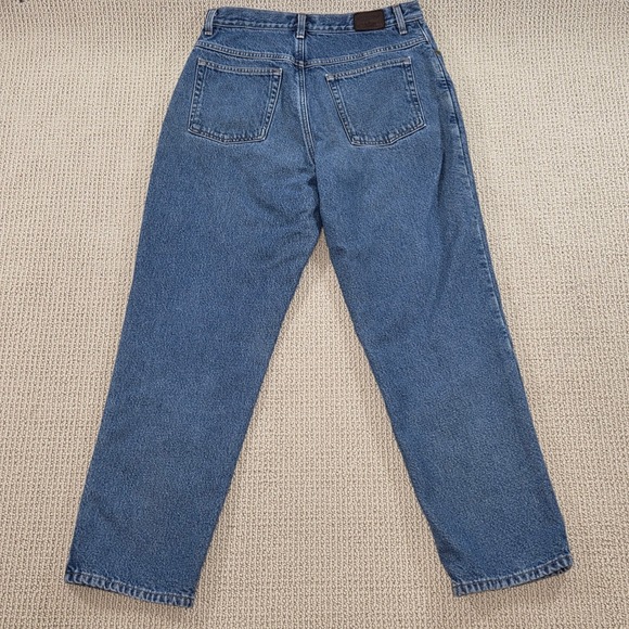 L.L.Bean Original Fit Relaxed Jeans Womens Size 12 REG Blue Floral Lined Denim - Picture 2 of 11